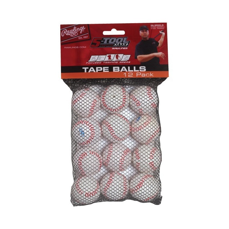 TAPEBALL12IN - Rawlings 5-Tool Training Tape Ball 5” 12 palle